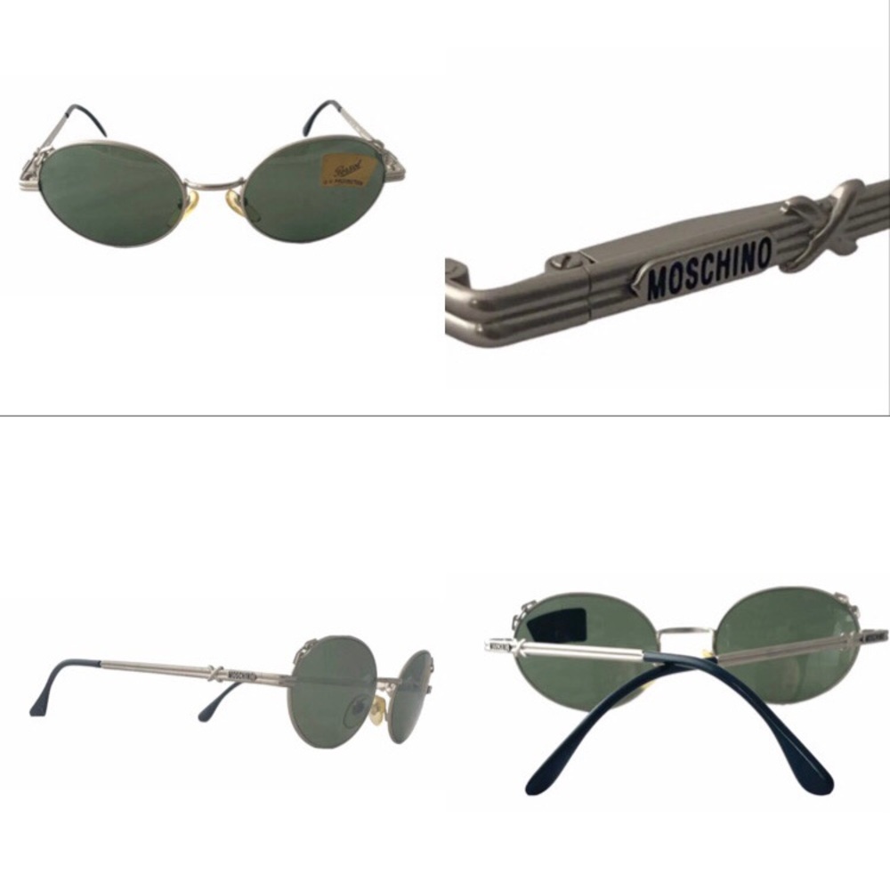 Rare Vintage Persol x Moschino MM464 Matte Silver Metal Sunglasses Made in Italy